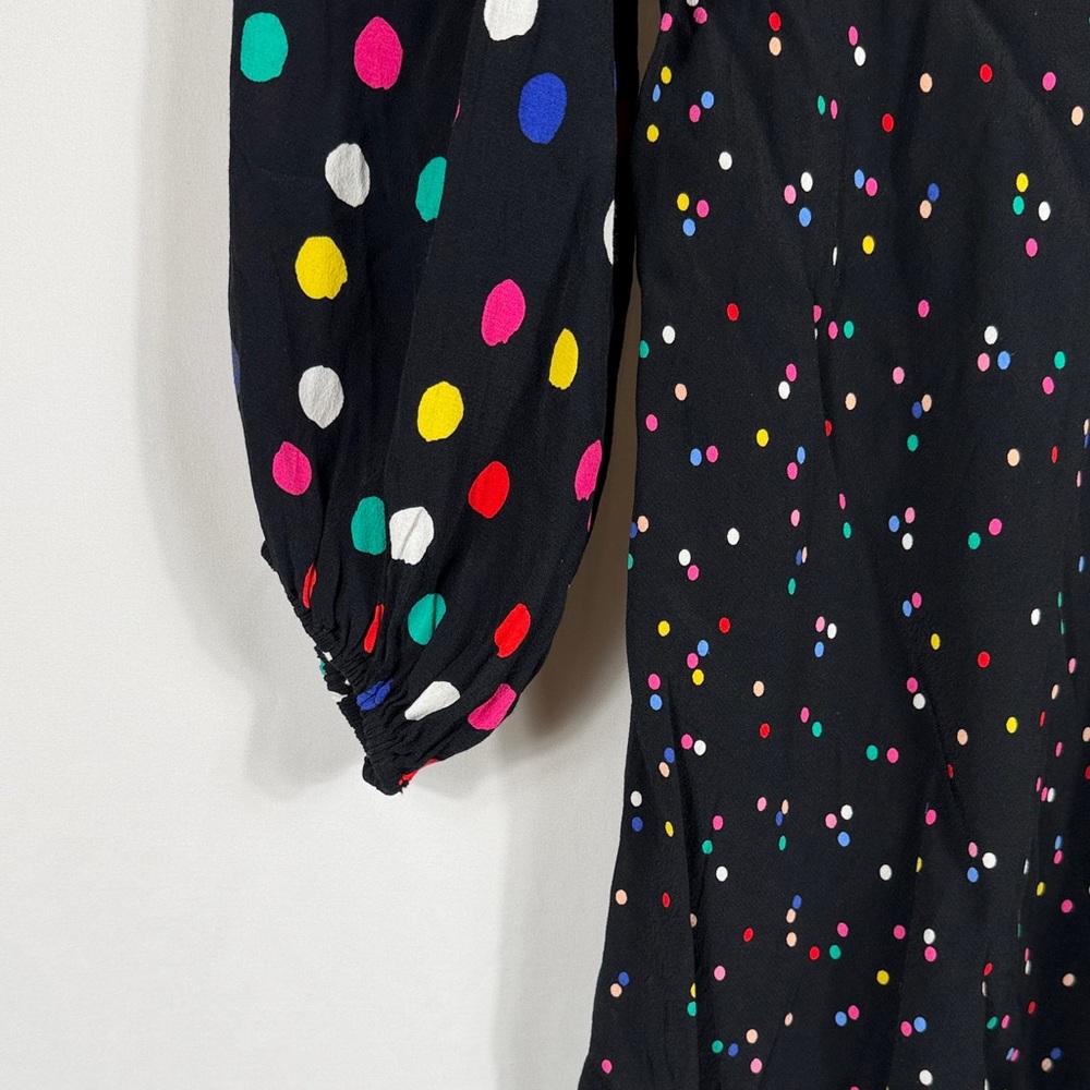 RIXO Multicolor Polka Dot Long Sleeve Dress. Womens Size 12. Flowy Mini Dress - Picture 3 of 7